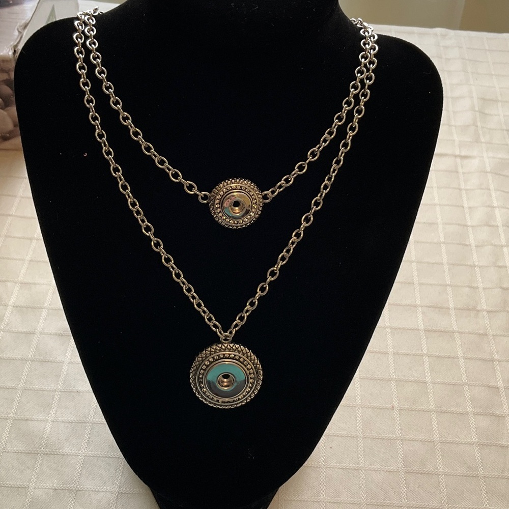 Elegant Silver Tone Double Layer Necklace